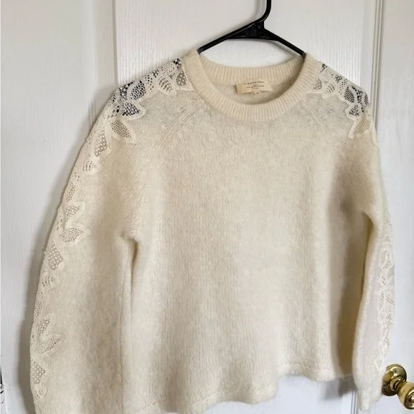 Sezane Cream Lace Detail Sweater - Picture 4 of 8